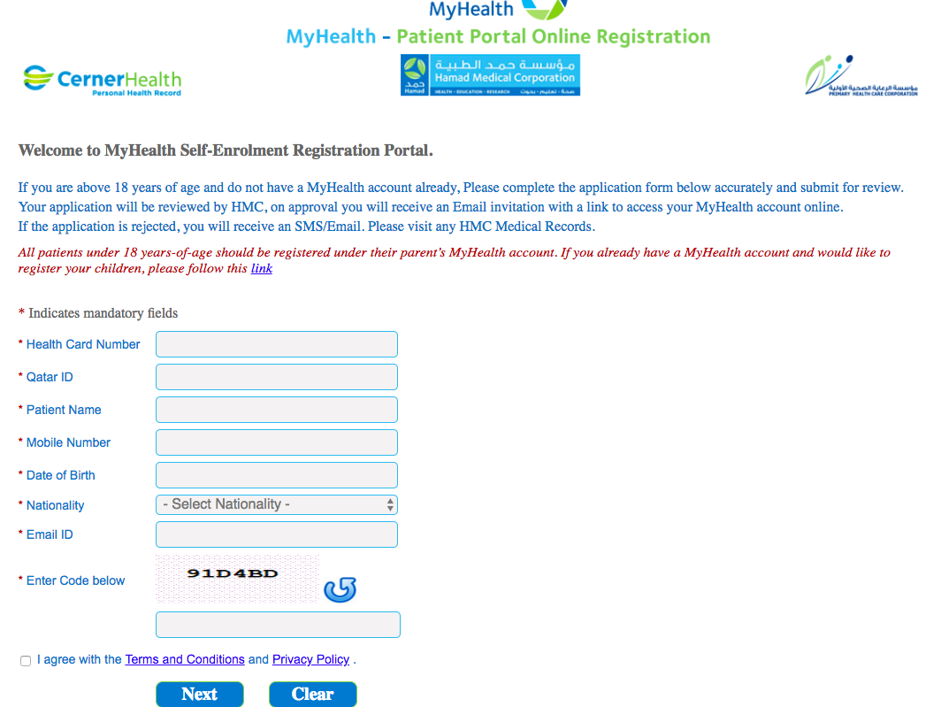 MyHealth Patient Portal form