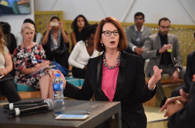 Former Australia PM Julia Gillard speaking at GESF 2017